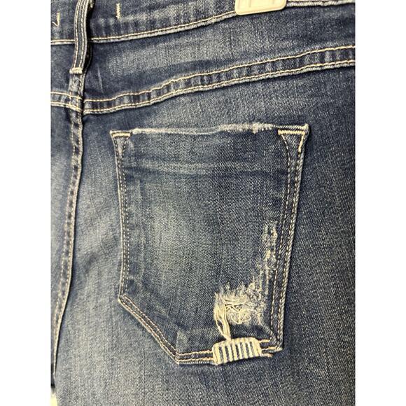 Flying Monkey Low Rise Patchwork Denim Shorts Size 30 Raw Hem Made in USA Y2K - Picture 3 of 8